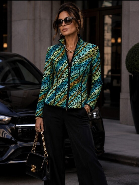 Jackets & Blazers - Maggy London 100% Silk Animal Print Jacket Women's 4 Quiet Luxury Meets Mob Bo